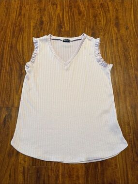HEIMISH USA Light Lilac Ruffle Sleeve V-Neck Tank